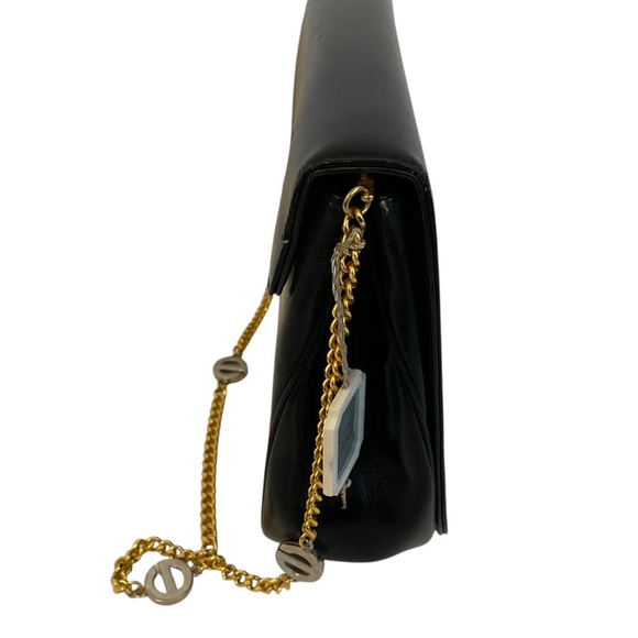 Dior Black Leather Shoulder Bag - CD Logo Hardware & Two-Tone Chain - Vintage - Picture 8 of 16